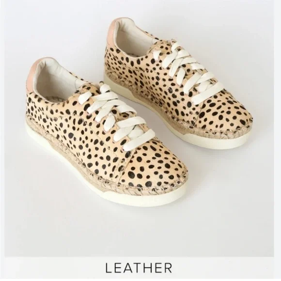 Leopard Animal Print Genuine Cow Hide Leather Dolce Vita Sneakers Espadrille 7.5 - Picture 4 of 10